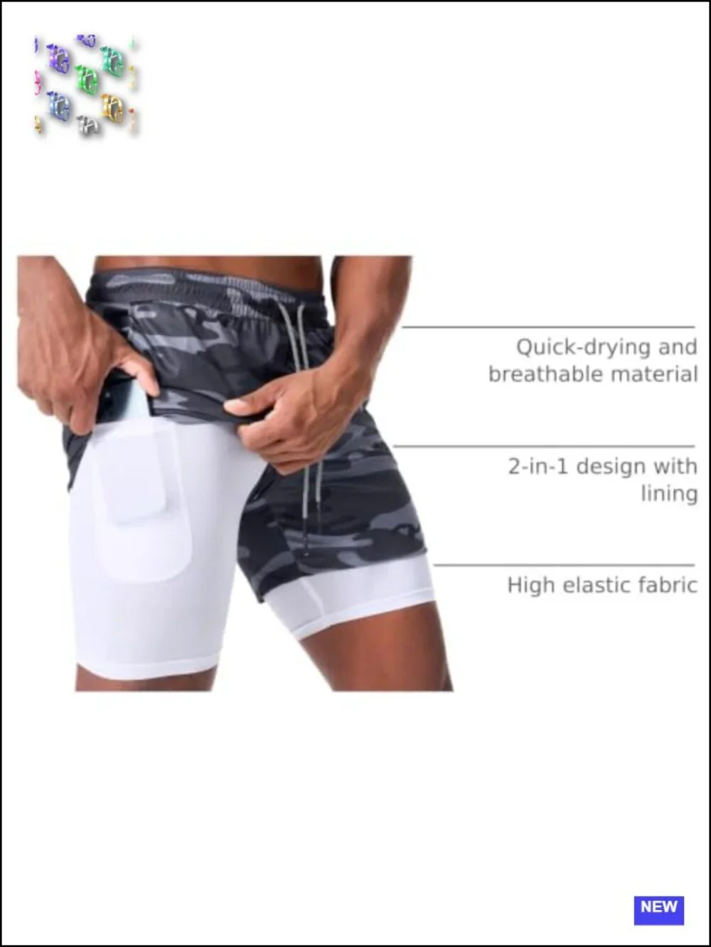 Men's 2-in-1 Running Workout Shorts, 7